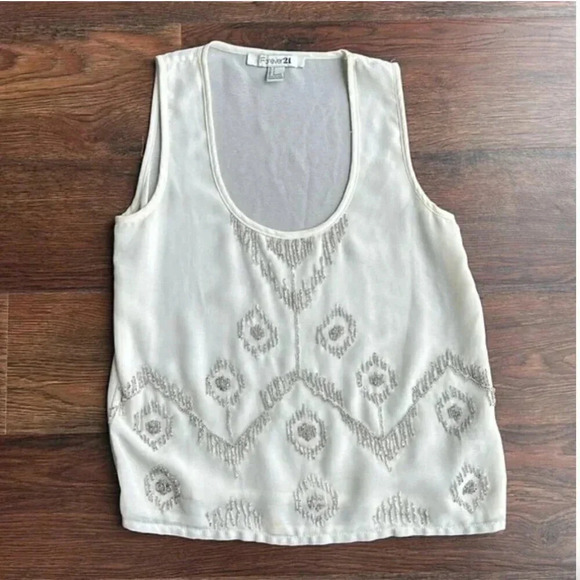 Forever 21 Beaded Tank Top in White | Bridal | White Beaded Tank Top | Gatsby - Picture 1 of 8